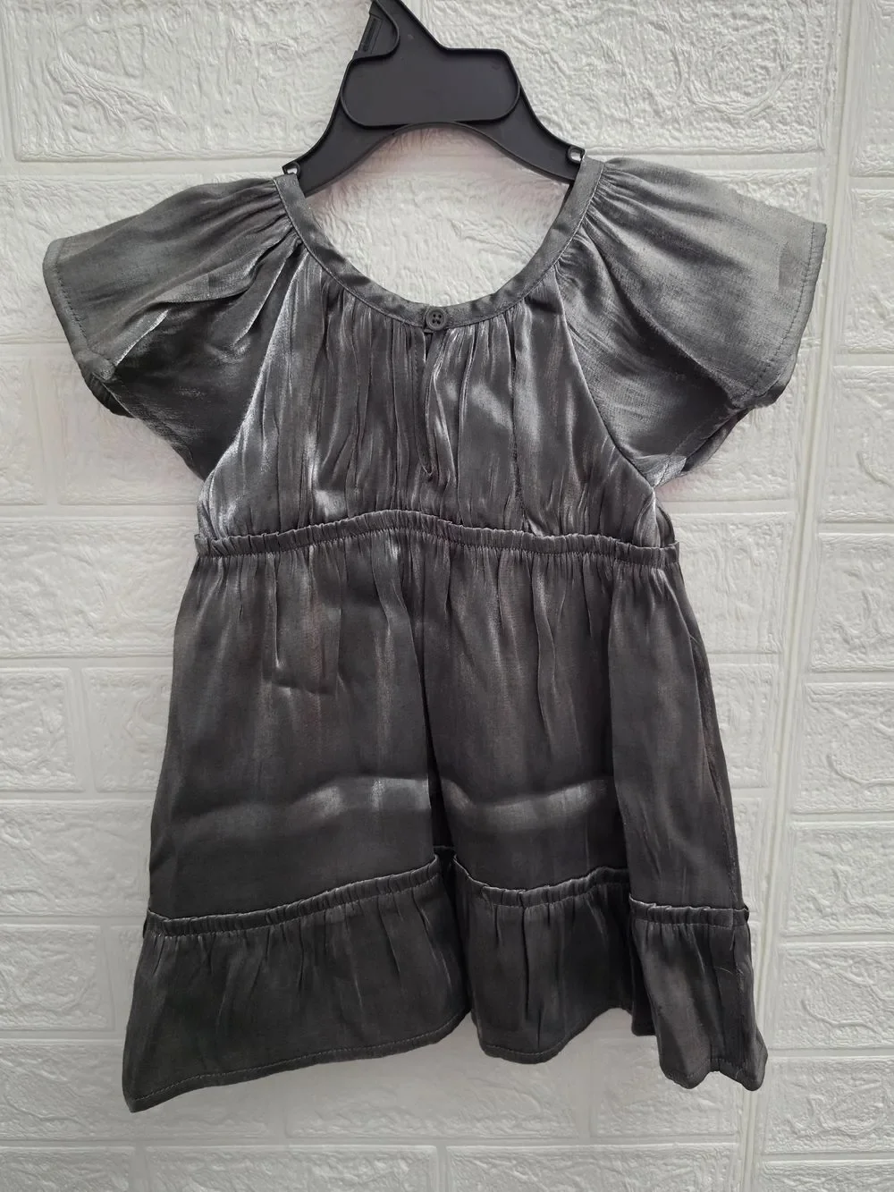 Nwt Wonder Nation Toddler Girls' Metallic Accent Party Dress Flutter Sleeve